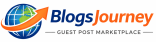 BlogsJourney logo with globe and arrow